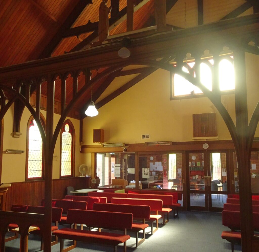 Inside St Agnes' Church looking towards the narthex