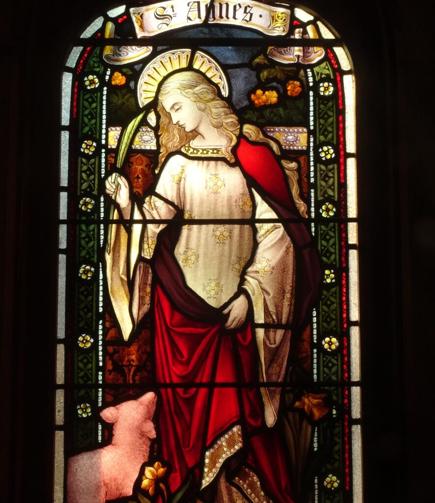 Stained glass window at St Agnes' Church